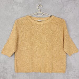 J Jill Sweater Womens Tan Sz 2X Pullover Dolman Sleeve Heathered Cable Knit